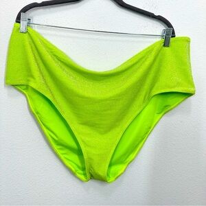 Good American Women's Size 5X Neon Green Sparkle Metallic Bikini Bottoms NWT
